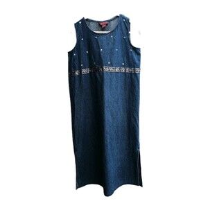 Women's Casual Corner Annex Large Blue Denim Dress Midi Cottagecore Country Work